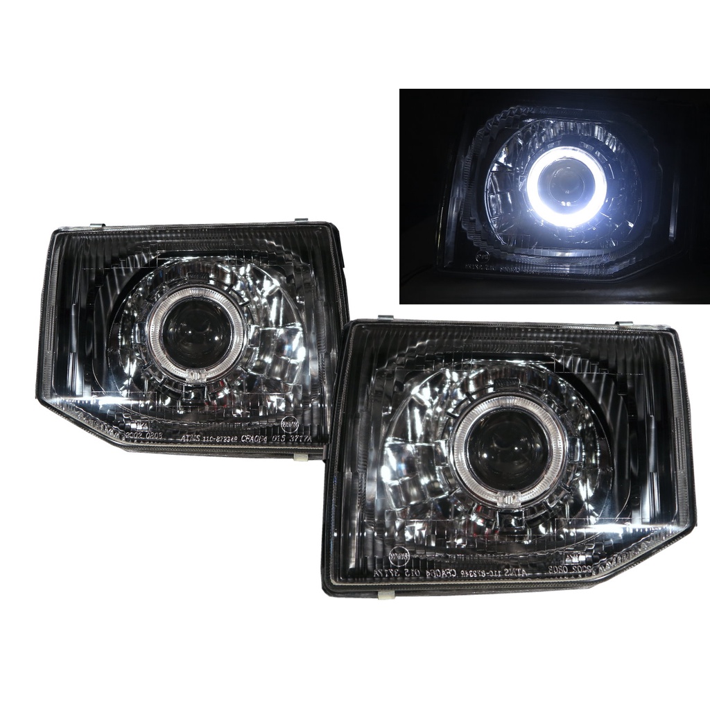 卡嗶車燈 適用 Mitsubishi 三菱 PAJERO V20 91-99 光導LED光圈 鹵素燈泡 魚眼 大燈