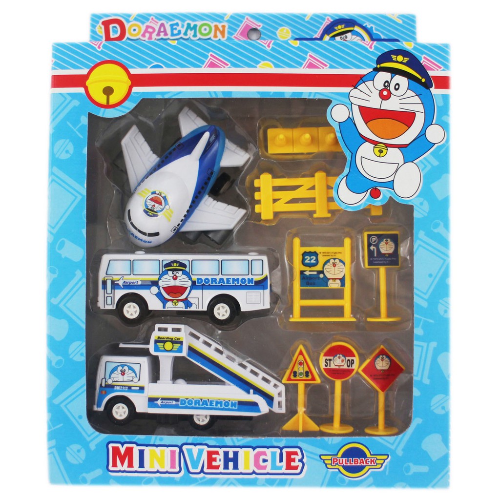 卡漫城 - Doraemon 玩具 機場 盒裝 ㊣版 哆啦 多拉A夢 小叮噹 玩具車 飛機 巴士 扮家家酒 兒童 接駁車