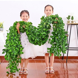 綠色人造藤吊花工藝常春藤葉花環植物藤花園派對婚禮牆面裝飾配件