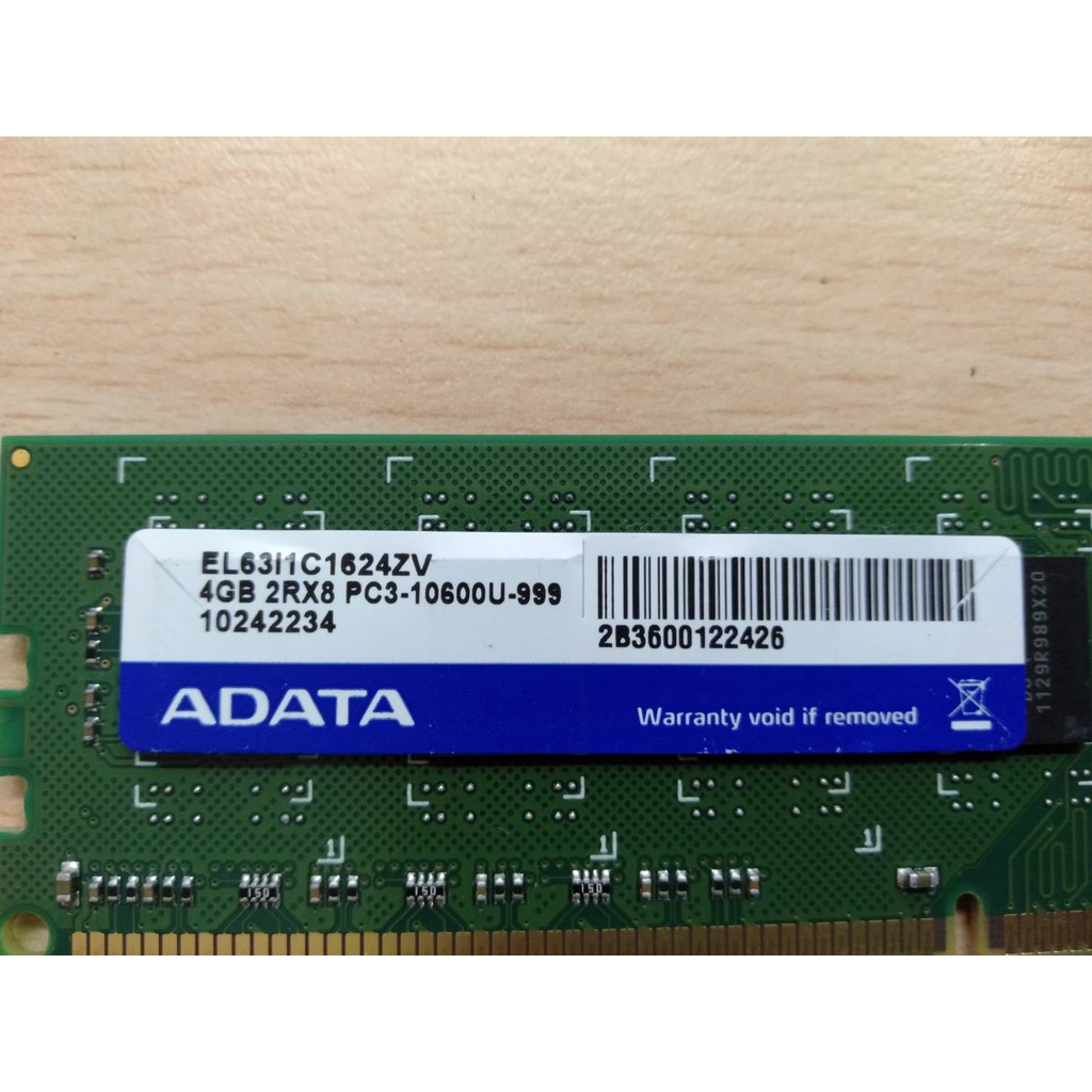 二手 威剛 ADATA 4GB 2RX8 PC3-10600U-999 桌機雙面記憶體