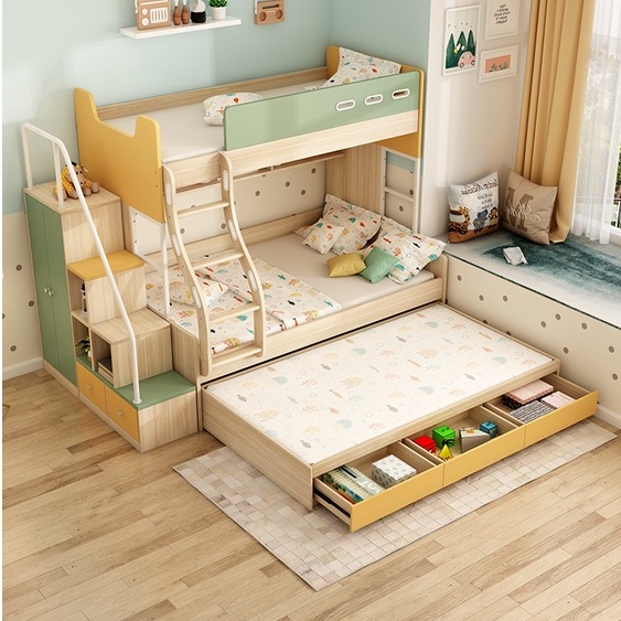 萬達木業 上下床雙層床兩層上下鋪兒童床雙人二胎子母床雙胞胎小戶型高低床子母床 雙層床架 高腳床 高架床 儲物多功能床架
