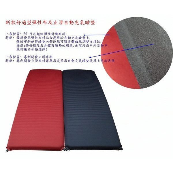 【SAMCAMP 噴火龍】TPU自動充氣睡墊(單人加寬版198*75cm) - 彈性布、厚度8.9公分 ㊣ 台灣製造