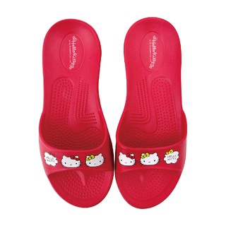 【Sanrio三麗鷗】凱蒂貓Action舒適拖鞋-紅 (23.5/25/26.5cm) EVA止滑拖鞋