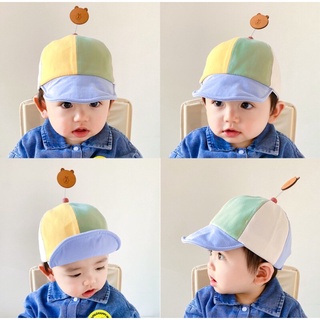 嬰兒防疫帽🎀SGS安全認證無毒防飛沫面罩🦒韓國可愛兒童拼色鸭舌帽子春夏款卡通彈簧嬰幼而軟檐棒球帽遮陽寶寶帽