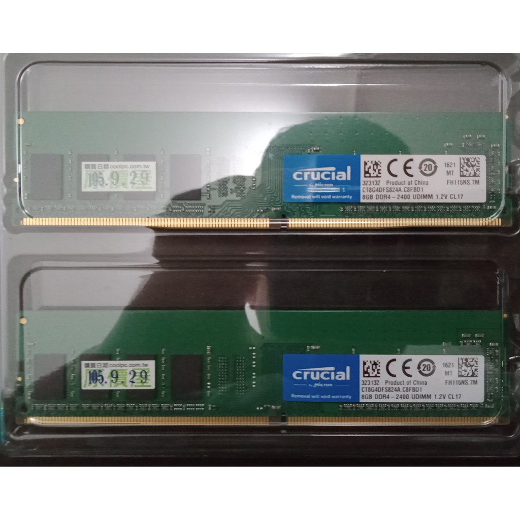 [二手] Micron美光 Crucial DDR4 2400/8G RAM*2