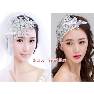 【angelgirl小舖】新娘頭飾/新娘飾品手工蕾絲珍珠花水鑽額飾/新娘造型珍珠手工頭飾婚紗用品