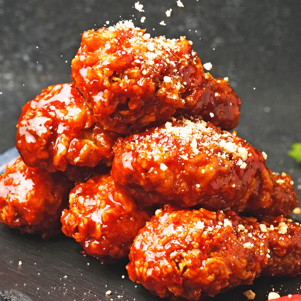 【海豐生鮮】辣味韓式炸雞腿塊（500g±10%/包） 炸雞 雞肉 炸物 雞塊 #全家冷凍799免運