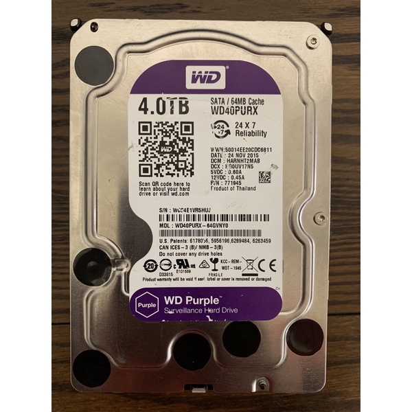 WD 3.5吋硬碟 4TB 紫標 NAS