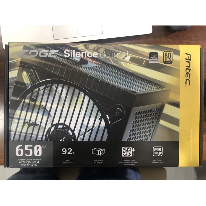 Antec EDGE 650W 80 PLUS 金牌 保固內 「降價！」模組化電源供應器/盒裝/線材完整(降價)