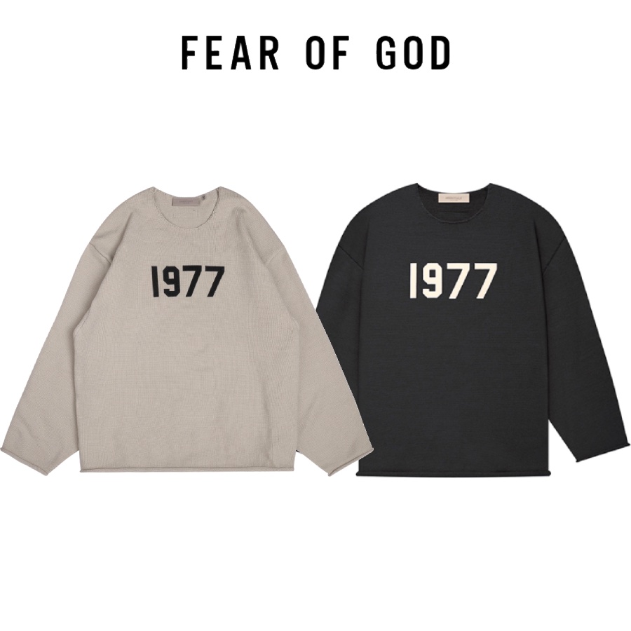 【Mr.W】ESSENTIALS FEAR OF GOD 植絨印花大logo數字1977寬鬆圓領套頭針織毛衣 大學t衛衣