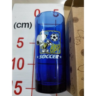 【全新】Snoopy 史努比 運動篇 足球 藍色 玻璃杯 水杯 果汁杯 啤酒杯 透明藍色玻璃杯 飲料杯 茶杯