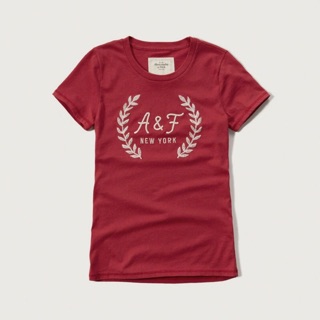 A&F 女生 短袖t恤 短t 紅色 logo AF Abercrombie Fitch 正品 D018