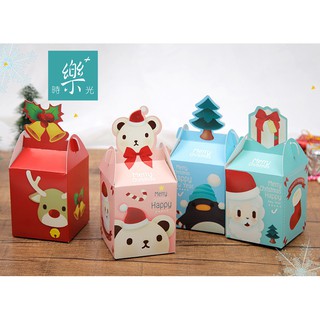 台灣現貨《樂+時光》聖誕禮品蘋果盒 糖果盒 平安夜平安果包裝禮盒 聖誕禮品包裝盒 藍色企鵝 粉色小熊