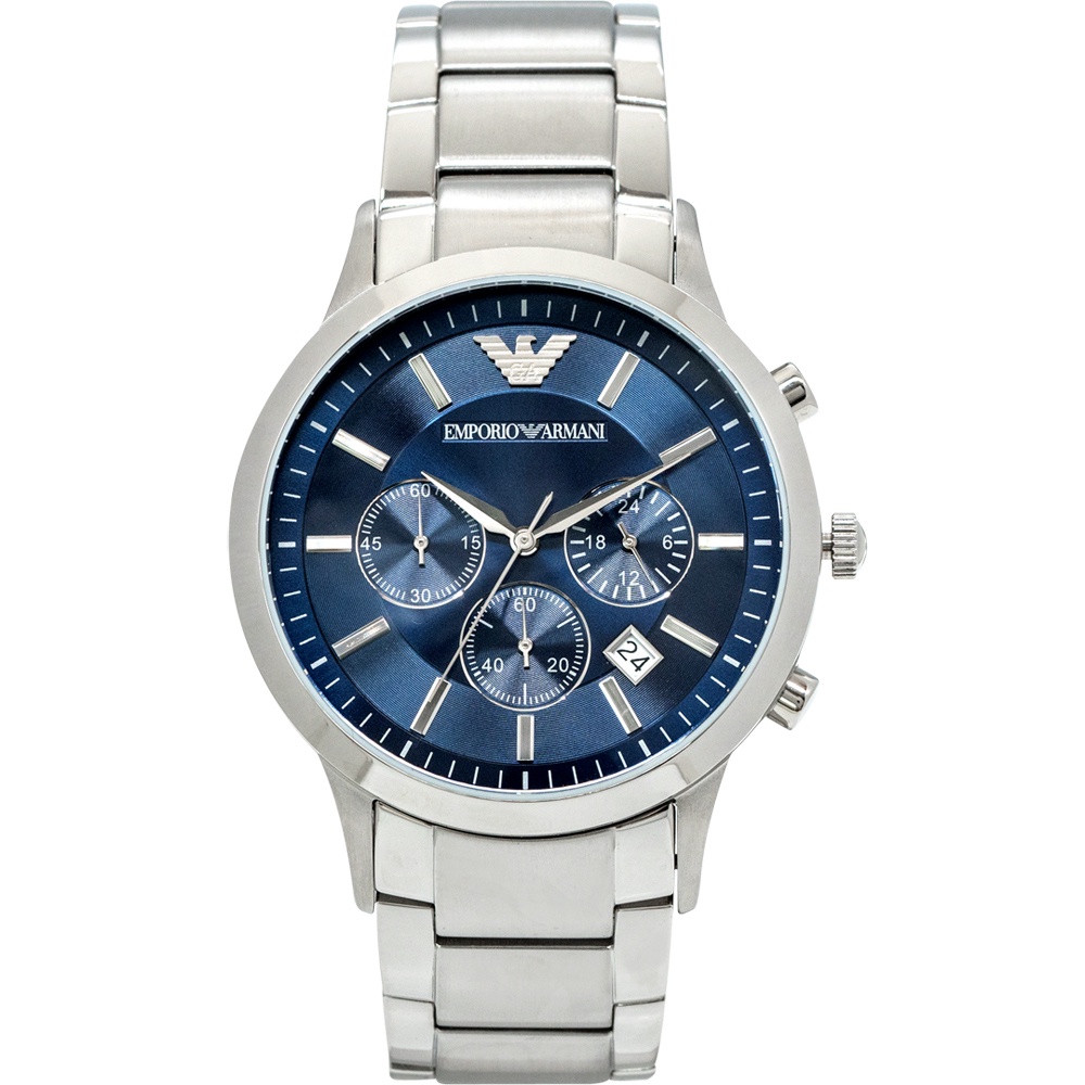 EMPORIO ARMANI 亞曼尼 AR2448經典計時腕錶/藍面43mm