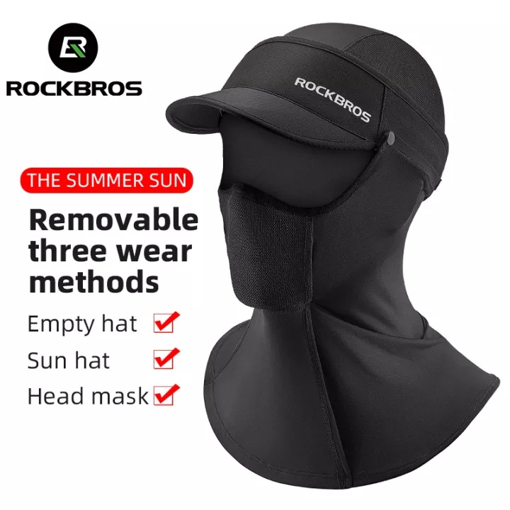 Rockbros 冰絲面膜抗紫外線 3 合 1 多功能全面罩透氣騎行帽可拆卸露營帽