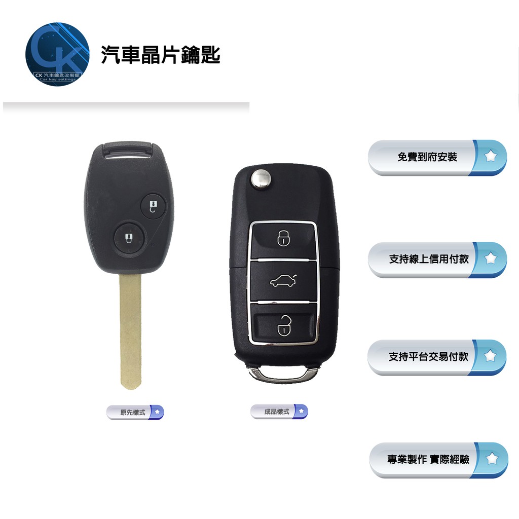 【CK到府服務】HONDA FIT 2 CRV2 CRV3 本田汽車 傳統鑰匙 鑰匙複製 晶片鑰匙 摺疊鑰匙
