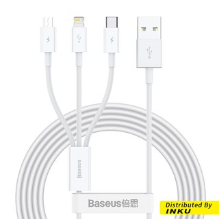 倍思 優勝快充線Usb to M+L+C三合一 適用蘋果充電一拖三 充電線3.5A 快充線 充電線 0.5/1/1.5m