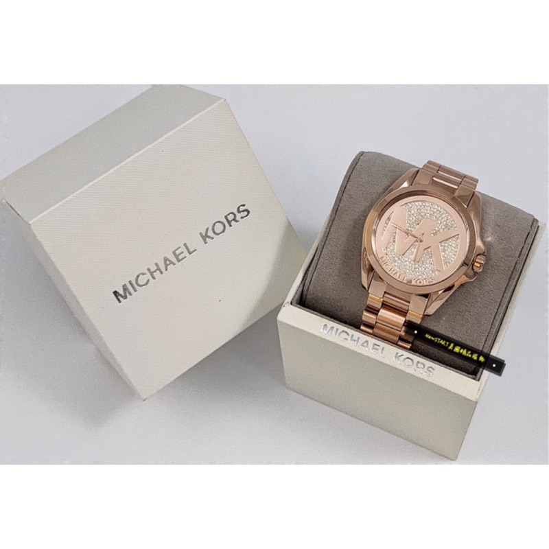 【New START精品服飾-員林】 Michael Kors  大 logo 滿鑽奢華 玫瑰金女錶 MK6437 手錶