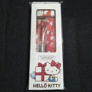 【三麗鷗Hello Kitty】凱蒂貓 蝴蝶結 輕便 文具組 免削 鉛筆 ×2 + 橡皮擦 ×1 + 尺×1 文具 學生