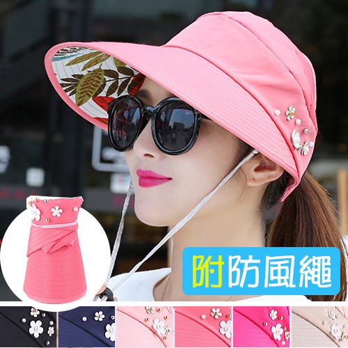 可折疊遮陽帽 E007-005 空頂帽布帽涼帽無頂帽子.防潑水抗UV太陽帽防紫外線帽.夏天海灘帽沙灘盆帽空心帽.戶外騎車