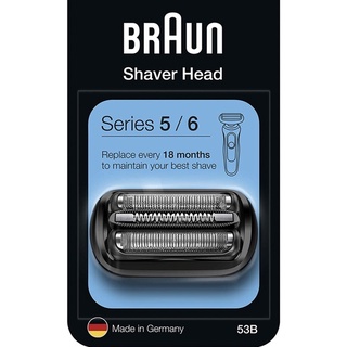 Braun 百靈 5 系列電動刮鬍刀替換頭 刀頭 刀網 刀片 相容於所有新一代 5/6 系列電動刮鬍刀,53B,黑色