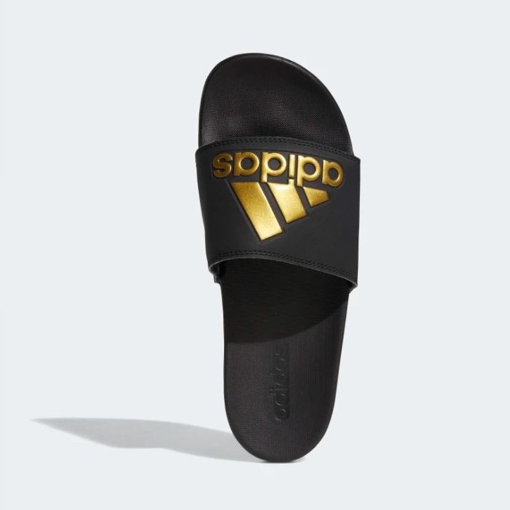 Adidas ADILETTE COMFORT SLIDES 男女款黑色金LOGO涼拖鞋-NO.EG1850