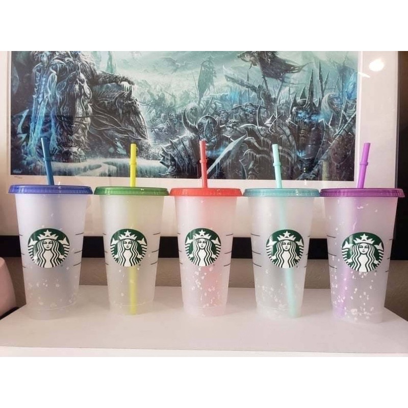 美國🇺🇸星巴克Starbucks環保杯❄️變色雪花冷水杯