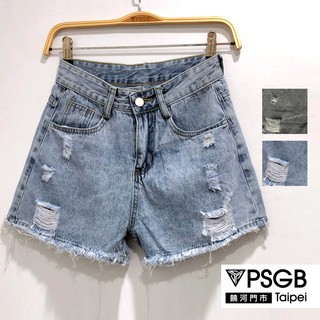 PSGB Taipei - L4-J027 毛邊刮破牛仔短褲 - 韓風 - 春夏新品 - 女裝 - 丹尼短褲 - 現貨