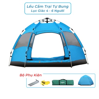自伸縮野餐帳篷野營帳篷4-6人2層防水防紫外線