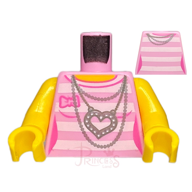 公主樂糕殿 LEGO 樂高 60262 CITY 身體 無袖 條紋 心型項鍊 亮粉色 973pb3947c01 A215