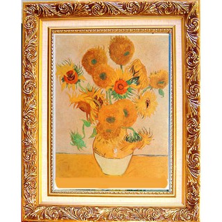 【中幅】金框Sunflower 向日葵 - Vincent 梵谷 名畫 壁飾 掛畫 50x40cm 可招來財運與人緣