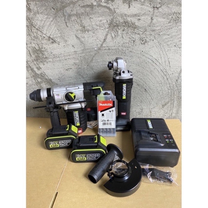 威克士 WORX 台灣現貨 三用無刷鎚鑽 WU388(外匯)+充電無刷砂輪機WU806(公司貨)雙機組