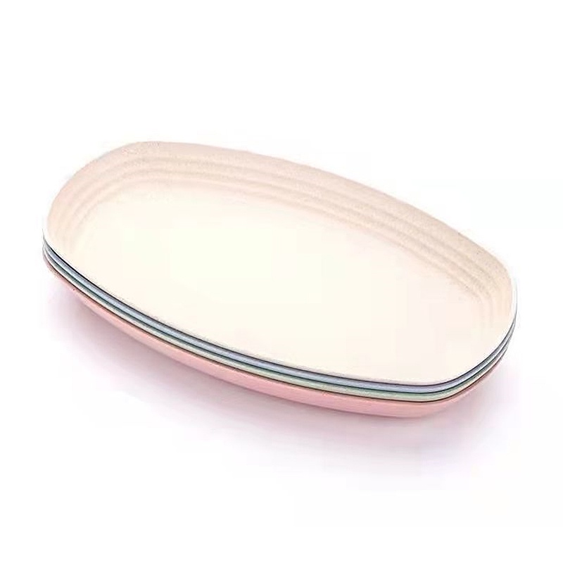 裝魚盤 環保小麥秸稈餐具 長方形盤子 家用大號腸粉盤 創意水果菜盤防摔盤零食水果糖果盤