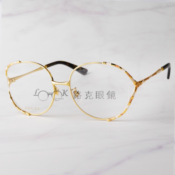 【LOOK路克眼鏡】GUCCI 光學眼鏡 金屬 大框 GG0596OA 002