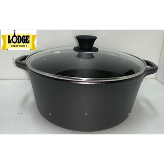 全新美國原裝 LODGE 10.25 吋 5QT(4732ML) 雙柄鑄鐵荷蘭鍋/湯鍋加玻璃鍋蓋組