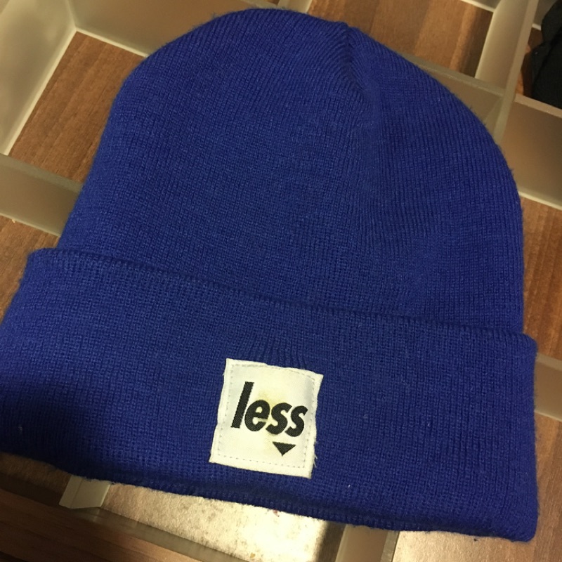 潮牌 Less藍色毛帽