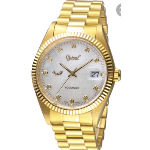 Ogival 愛其華 女 經典晶鑽貝殼面 石英腕錶 (3932LK) 26mm