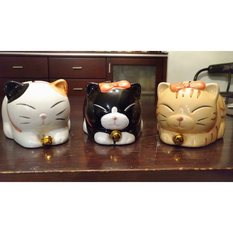 ✨全新 超便宜✨超可愛 日式陶瓷貓咪撲滿 三花 賓士 虎斑