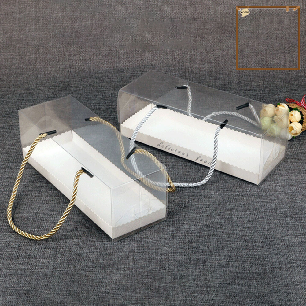 透明手提中号蛋糕卷包裝盒PET環保塑料蛋糕盒瑞士卷盒 10pcs
