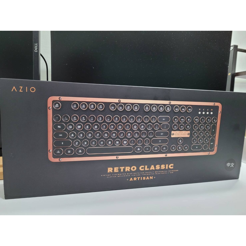 "全新降價" AZIO Retro CLASSIC ARTISAN 黑金真牛皮 復古打字機鍵盤 藍芽無線