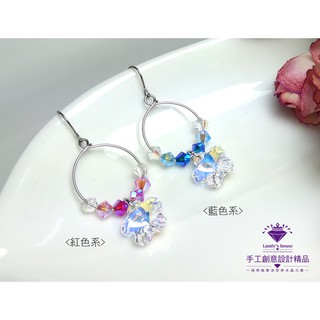 Landy House【手工創意設計精品】施華洛世奇元素SWAROVSKI~角珠花花耳環(共2色可選)