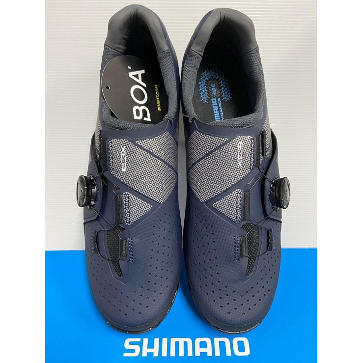 『時尚單車』贈擦鞋濕紙巾  shimano SH-XC300 XC3 海軍藍 山地車卡鞋 健身房 飛輪車 寬版