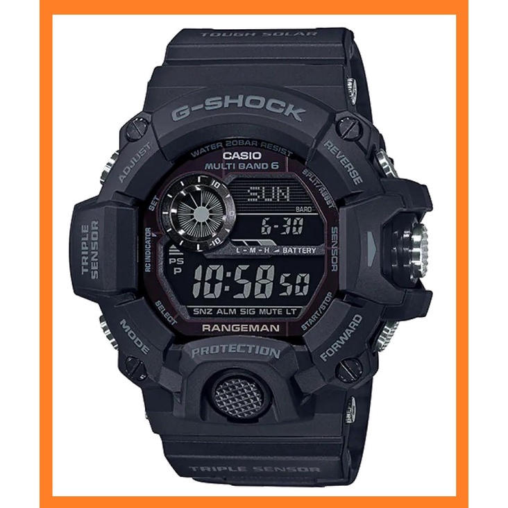 CASIO 卡西歐 G-SHOCK  氣壓溫度方位太陽能電波戶外休閒運動錶 RANGEMAN GW-9400-1B