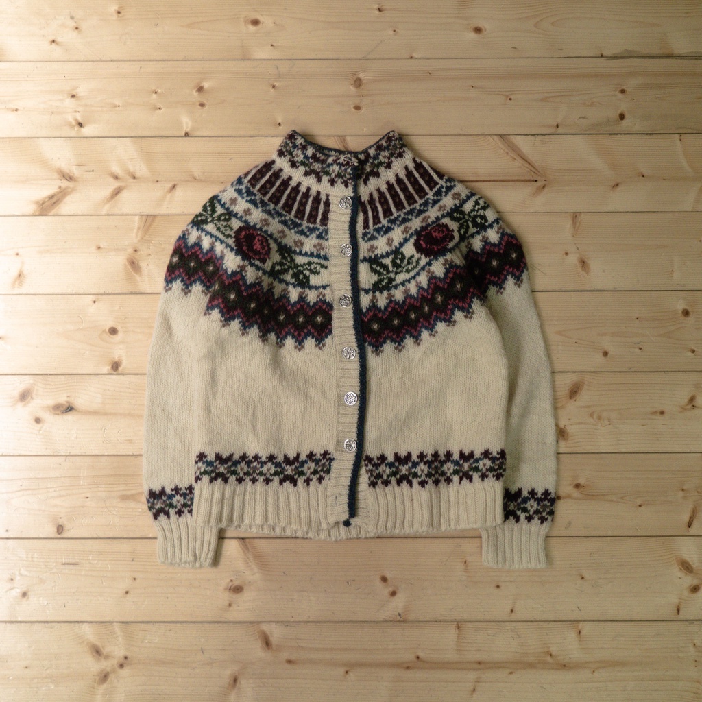 《白木11》 🇺🇸 80s Woolrich Nordic cardigan 挪威 雪花 羊毛 針織衫 毛衣 外套 古著