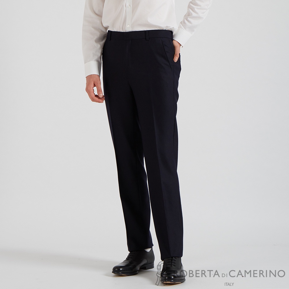 【ROBERTA諾貝達】 男裝 基本款 修飾身形 黑色純羊毛西褲 HTG52-99 平口