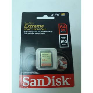 SanDisk 64G SD Extreme SDXC V30 4K U3 C10 讀150MB/s 寫60M 記憶卡
