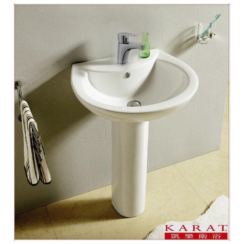 《金來買生活館》美國品牌 KARAT 凱樂衛浴 K-1137 + K-1037 面盆 洗臉盆 +長腳柱+龍頭