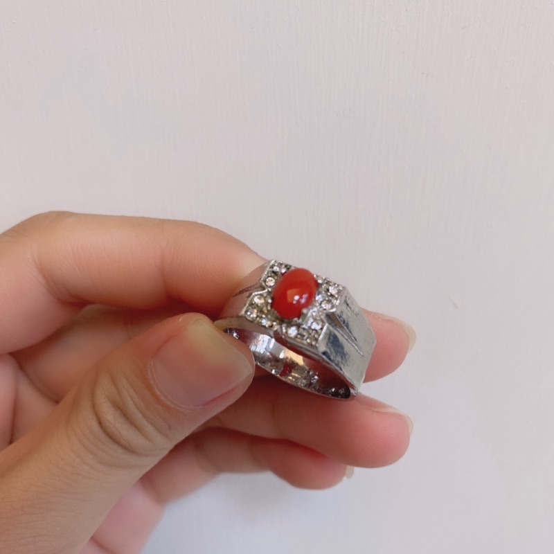 天然台灣紅珊瑚戒指（男戒）