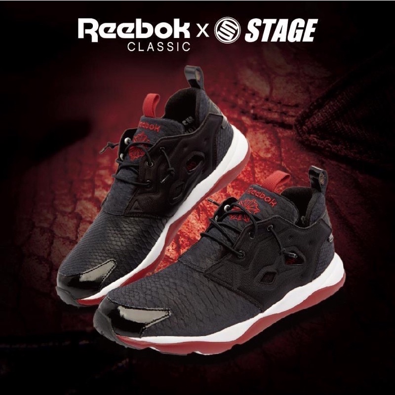 Reebok x STAGE聯名限量鞋款 24cm（保證正品）女鞋 時尚 潮流 穿搭 黑色 蛇紋 羅志祥同款 情人節禮物