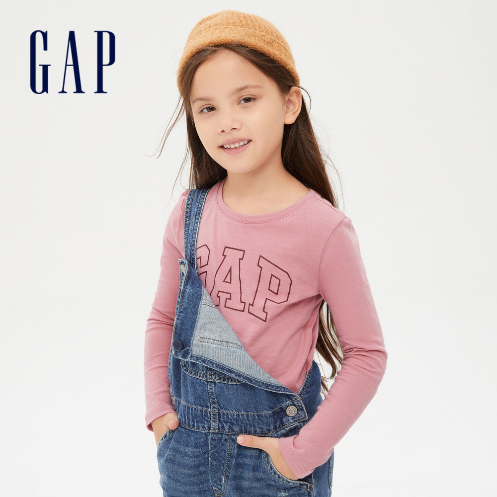 Gap 女童裝 Logo純棉長袖T恤-粉色(730816)